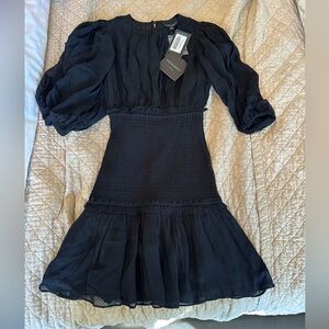 Cynthia Rowley black Rosa smocked dress